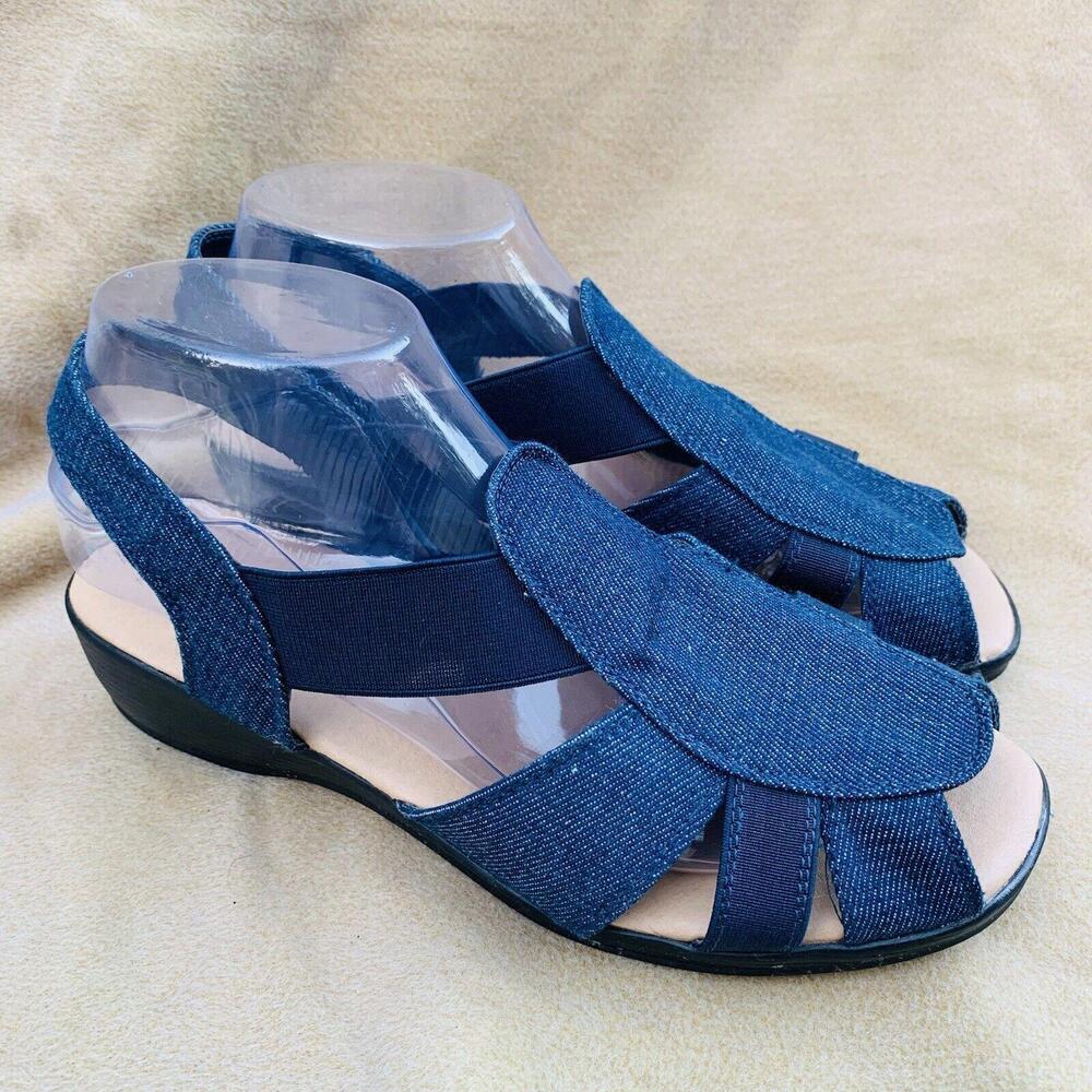 Classic Editions Womens Blue Denim Fisherman Sandals Size 8 Summer Shoes​​​